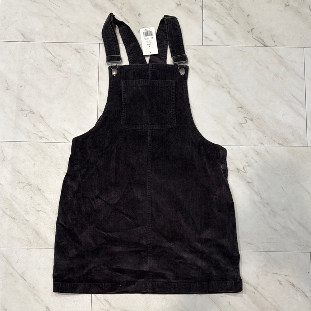 True Craft Black Corduroy Overall Dress